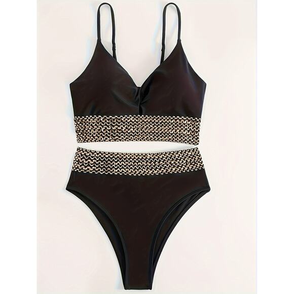 Black Sequin Bikini for Women High Waist, Sexy, Elegant Swimwear - Picture 6 of 7